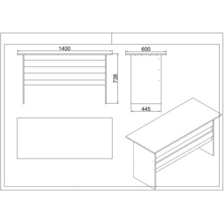 Escritorio doble Massası L196 roble - 285LCV1117