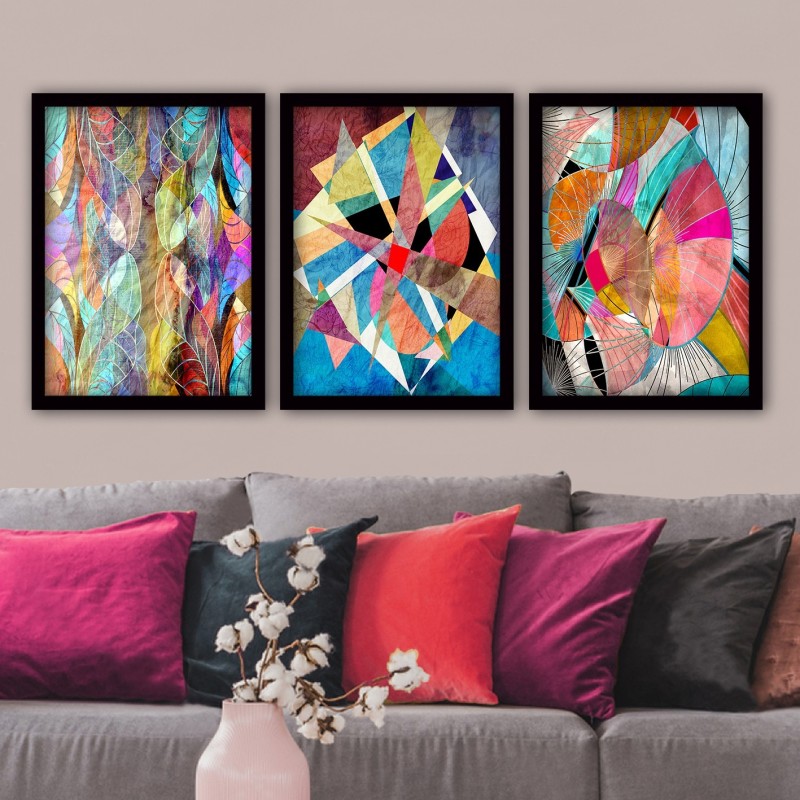 Set de 3 cuadros decorativos fabricados en lona con marco de madera de  66x70 cm multicolor Forme