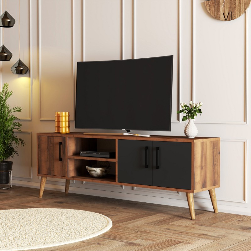Mueble TV Madis 138cm acabado artisan-negro antracita 